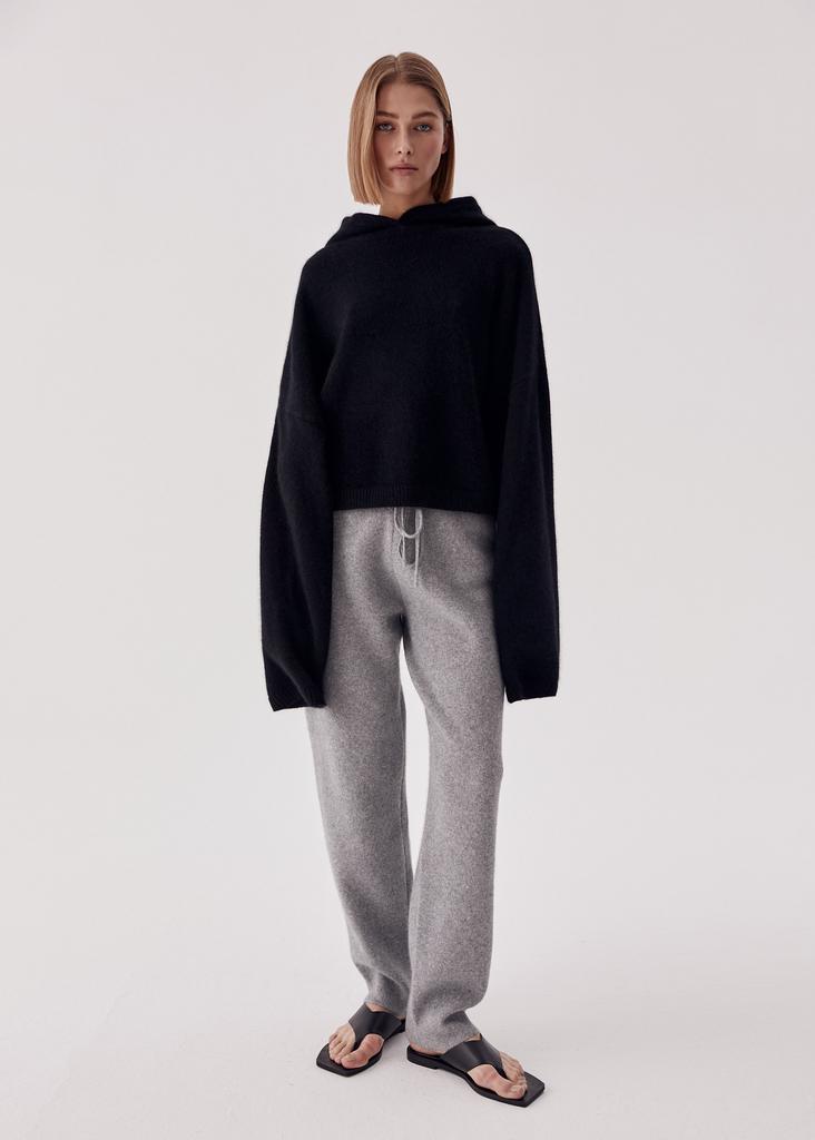 Cropped hooded oversized extremely soft 100% cashmere sweater