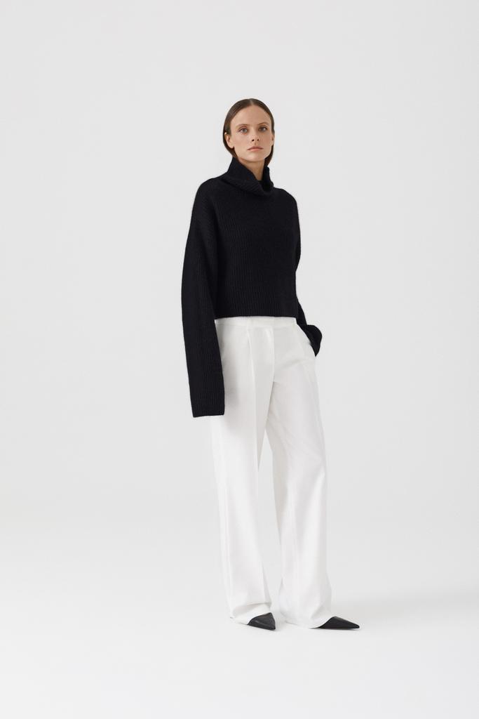 Cropped oversized wool sweater