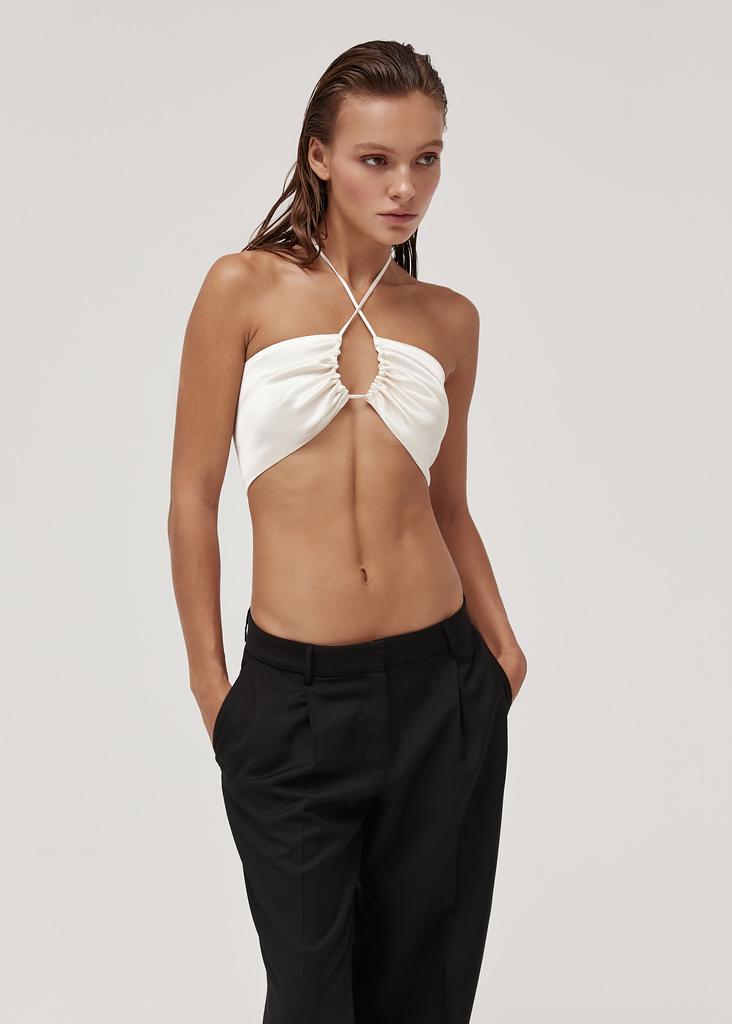 Viscose silk halter neck croptop