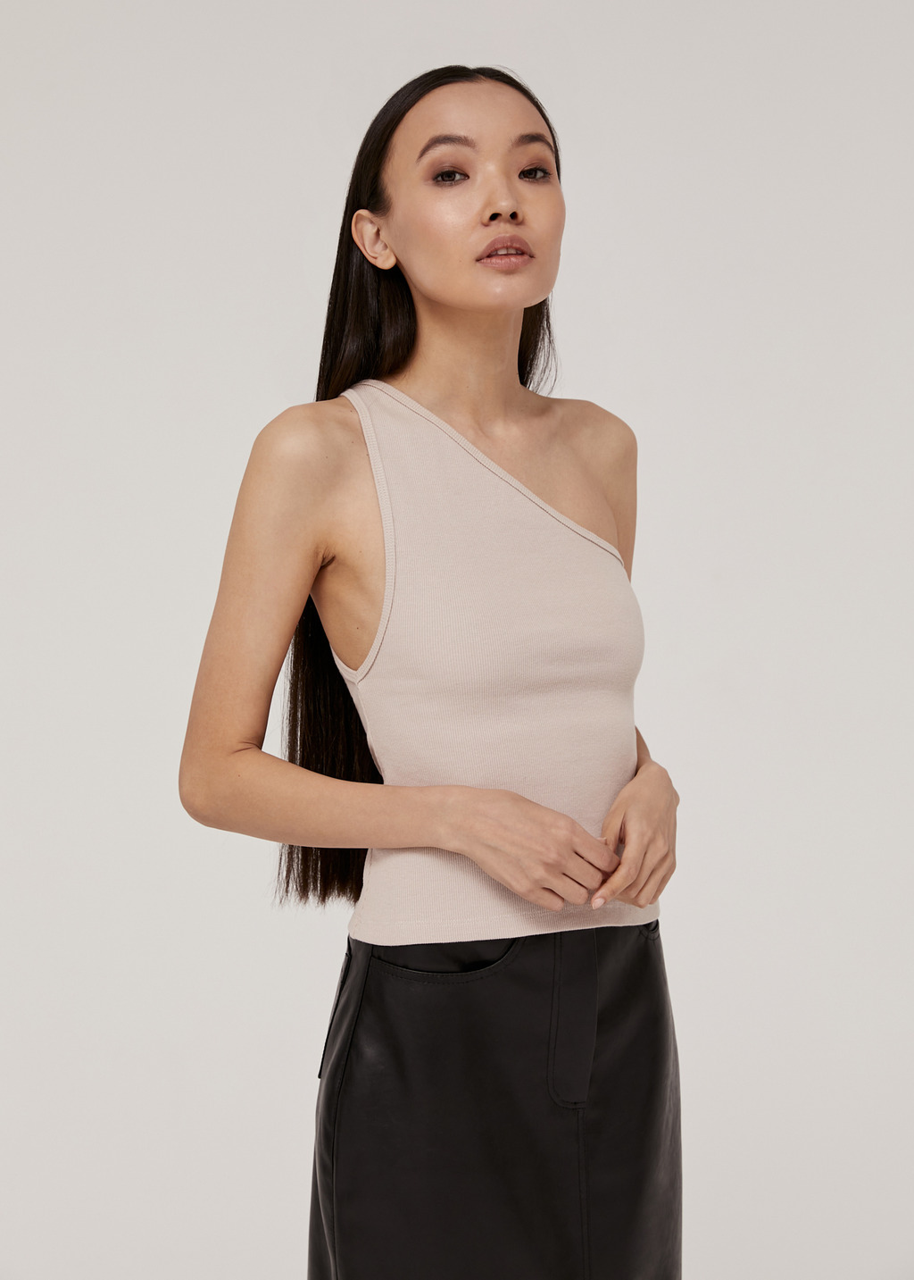 One shoulder rib tank top