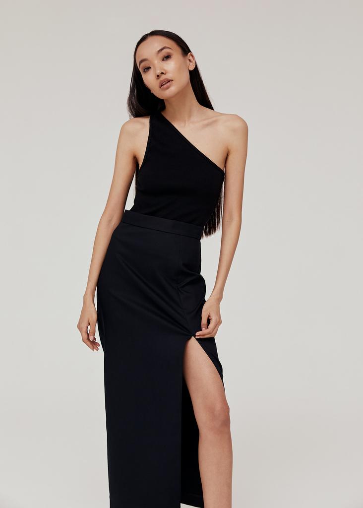 Cotton slit skirt