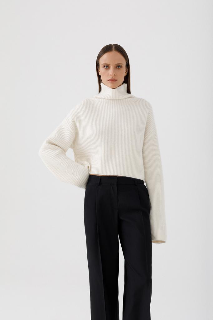 Cropped oversized wool sweater