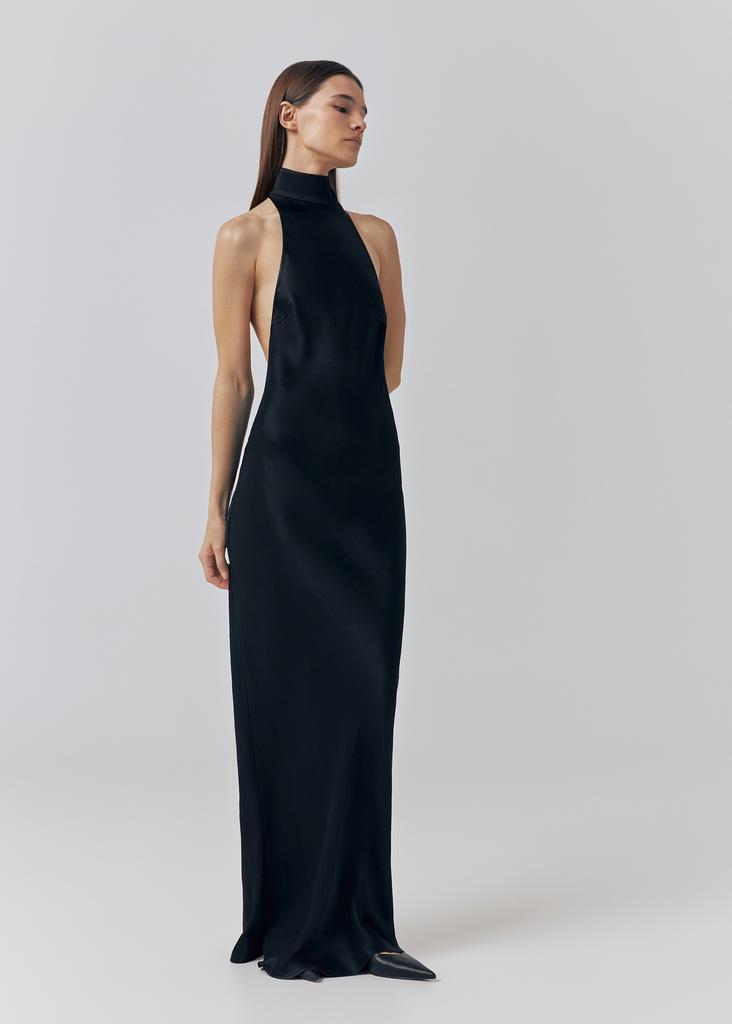 Halterneck open back maxi dress