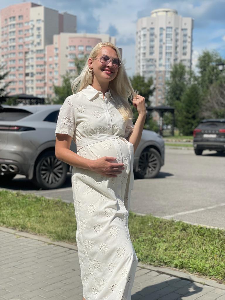 Платье - рубашка , хлопок молочный