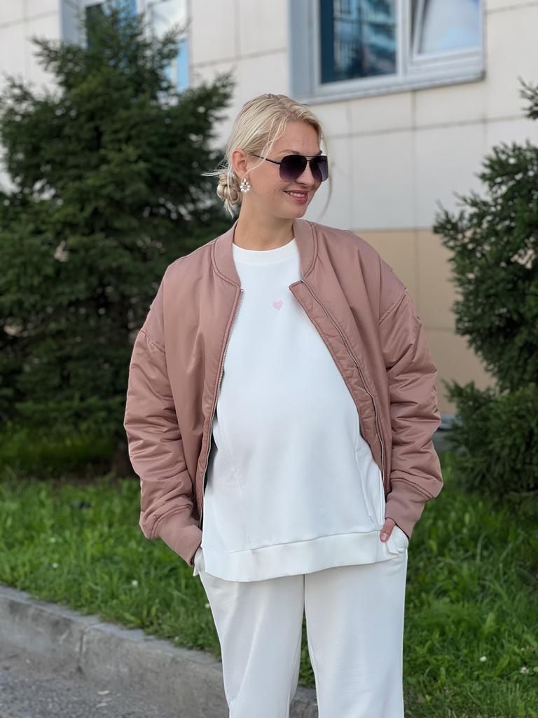 Бомбер демисезонный, пудровый розовый