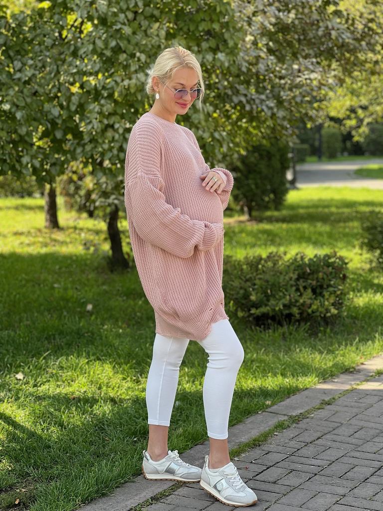 Джемпер удлиненный, пудра