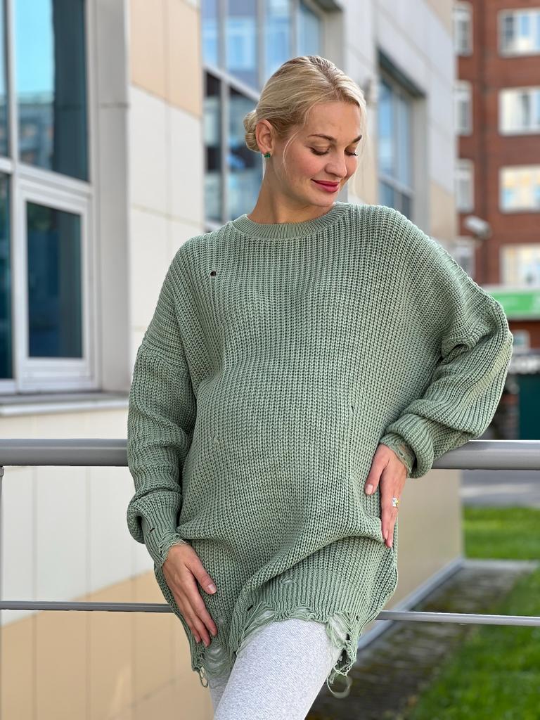 Джемпер удлиненный, полынь