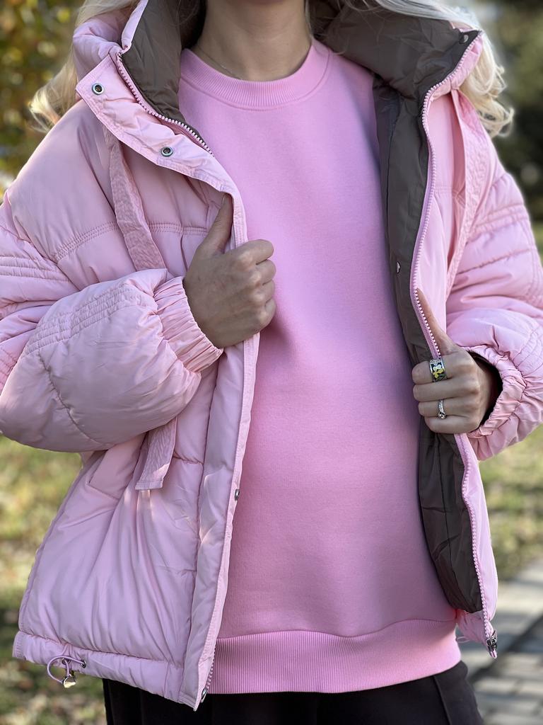 Свитшот футер с начесом, розовый