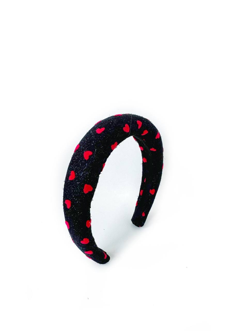 Ободок для волос круглый с сердечками на сетке