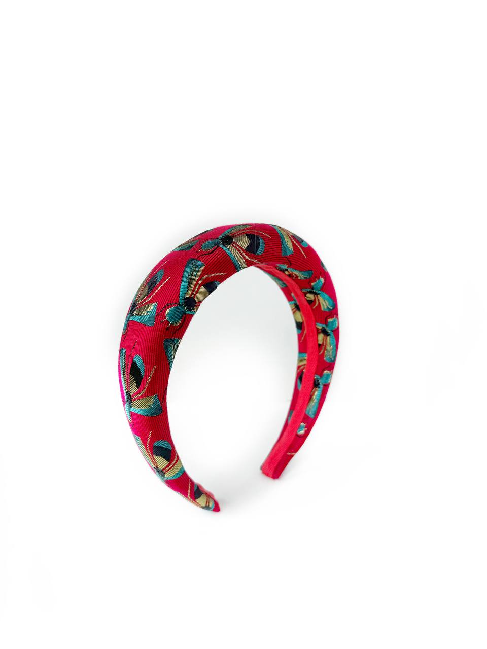 Ободок круглый из жаккарда Gucci пчелы красный