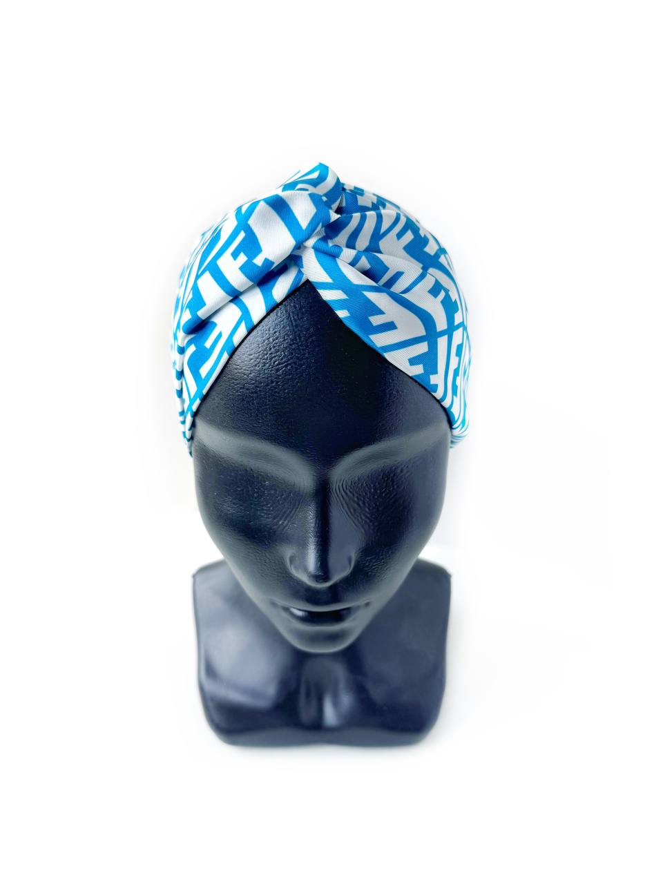 Повязка на голову из шелка Fendi голубая