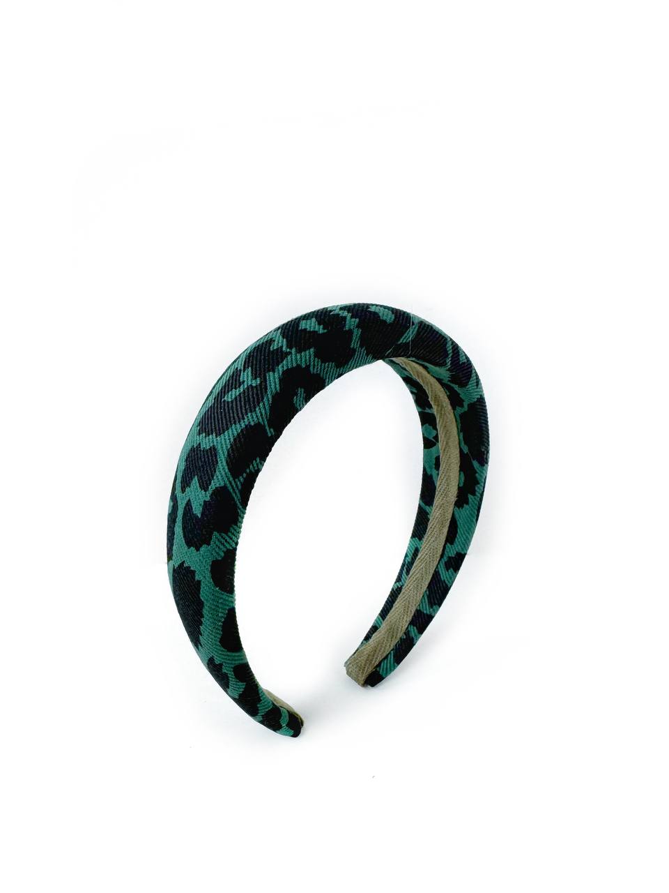 Ободок для волос круглый леопард зеленый