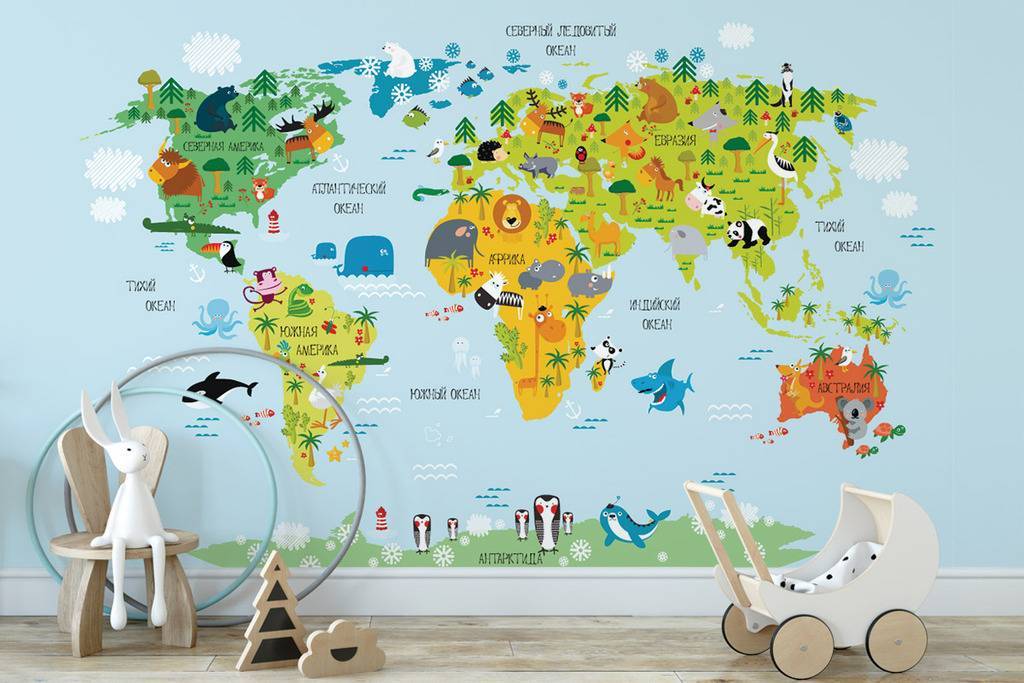 Обои "Детская карта мира - 2"