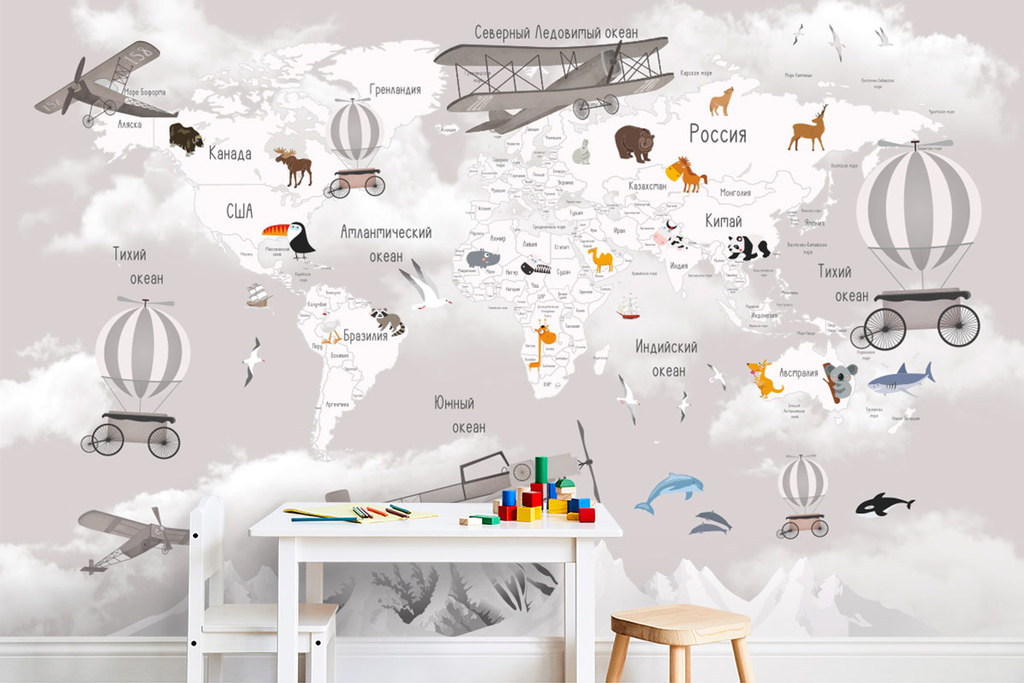Обои "Детская карта мира - 5"