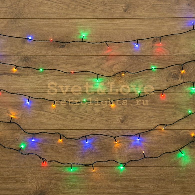 Гирлянда "Твинкл Лайт" 15 м, темно-зеленый ПВХ, 120 LED, цвет мультиколор (арт. 303-059)