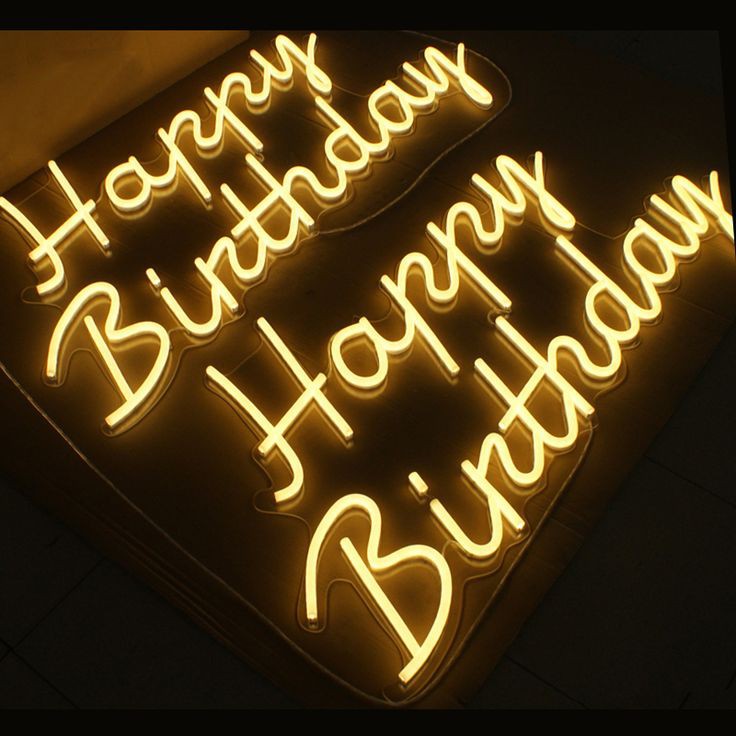 Неоновая надпись "Happy birthday" 80*40 см