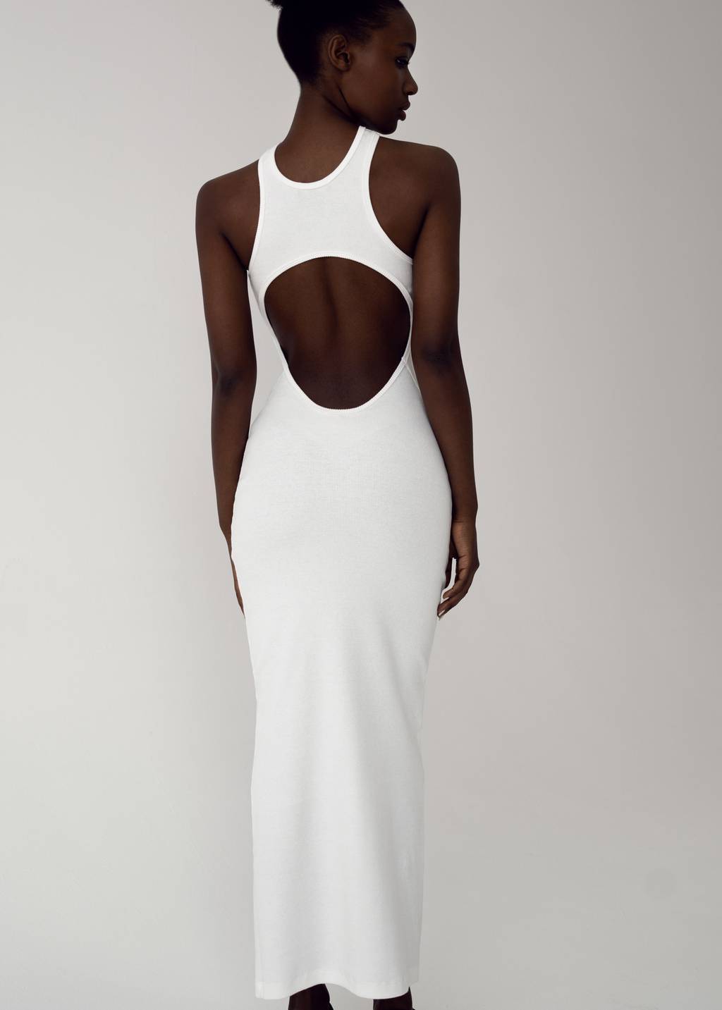 Open back ribbed tank dress