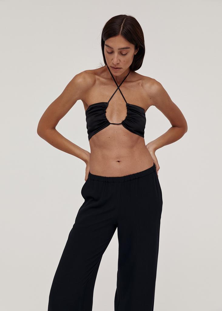 Viscose silk halter neck croptop