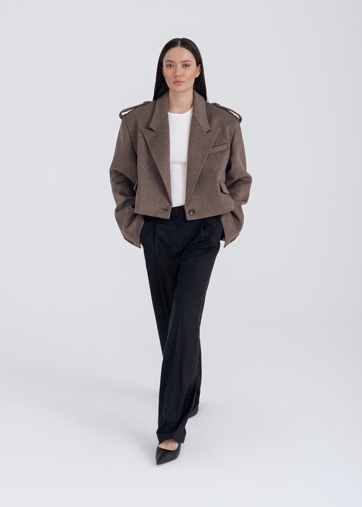 100% wool cropped coat
