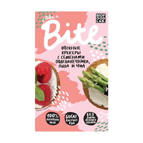 овсяные крекеры Bite с семенами подсолнечника, льна и чиа