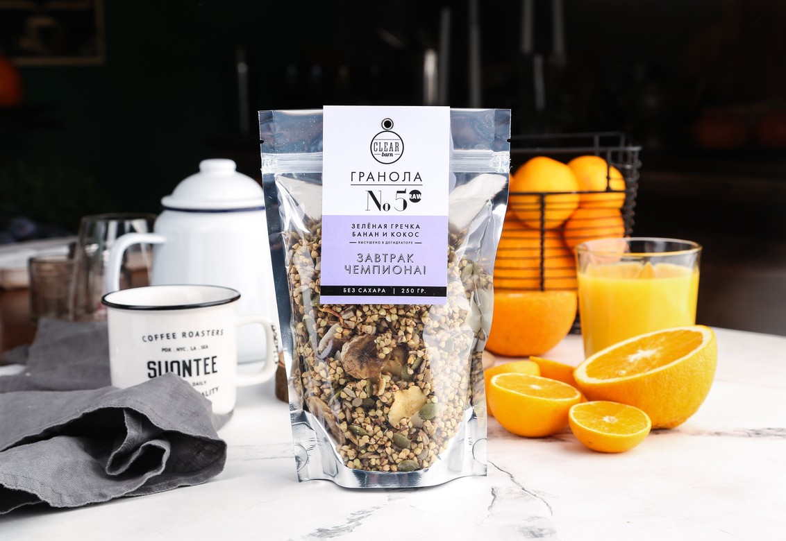 Гранола №5 Зеленая Гречка Банан и Кокос