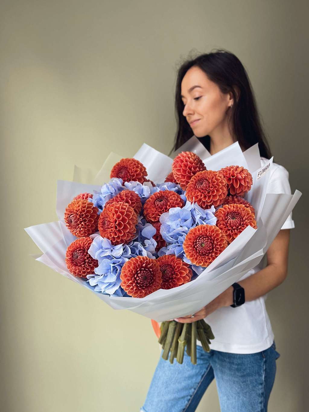 Дуо-букет георгины и гортензии