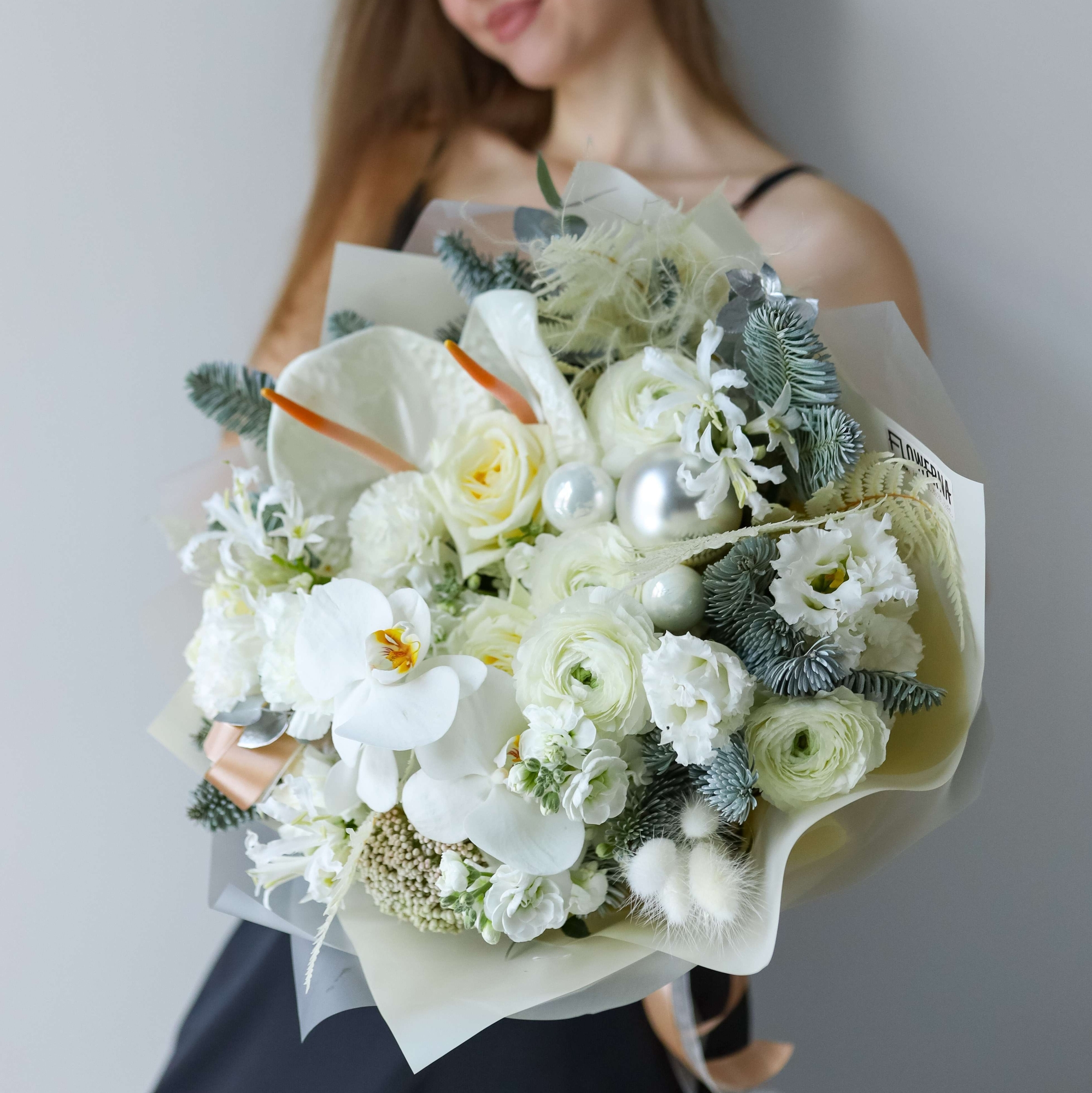 Авторский букет "Сливочный пломбир" круглый