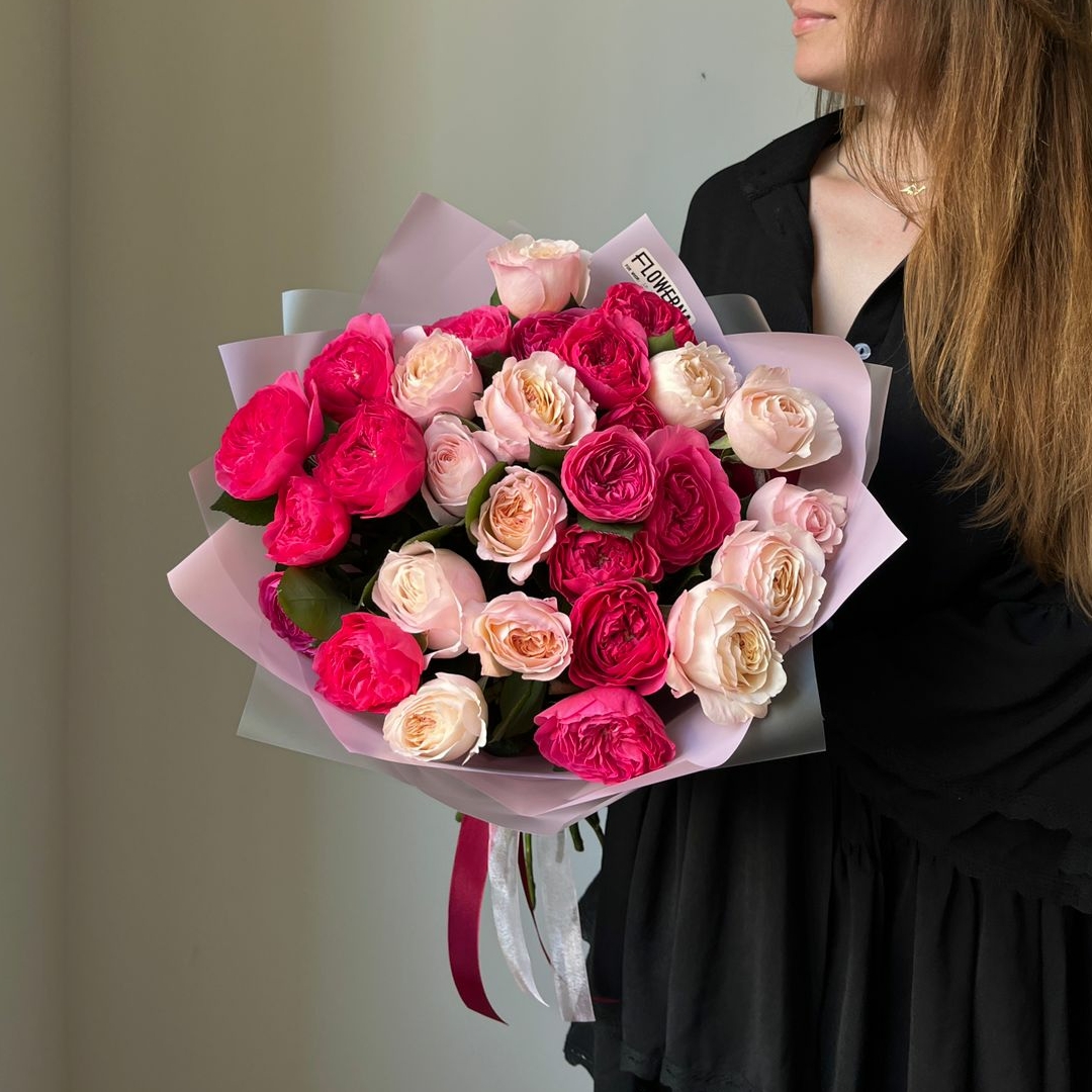 Микс пионовидных роз "Кейра & Баронесса"