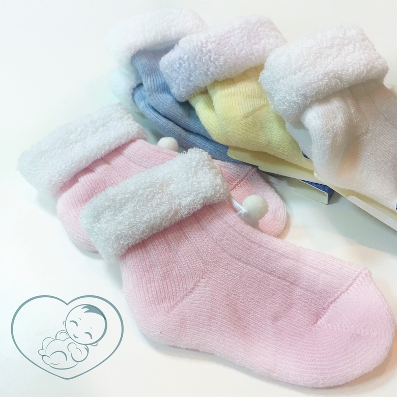 Носочки 0+ махровые sof-tiki c помпоном от "ConteKids" р. 8 и 10 (0-1 год) - разные цвета
