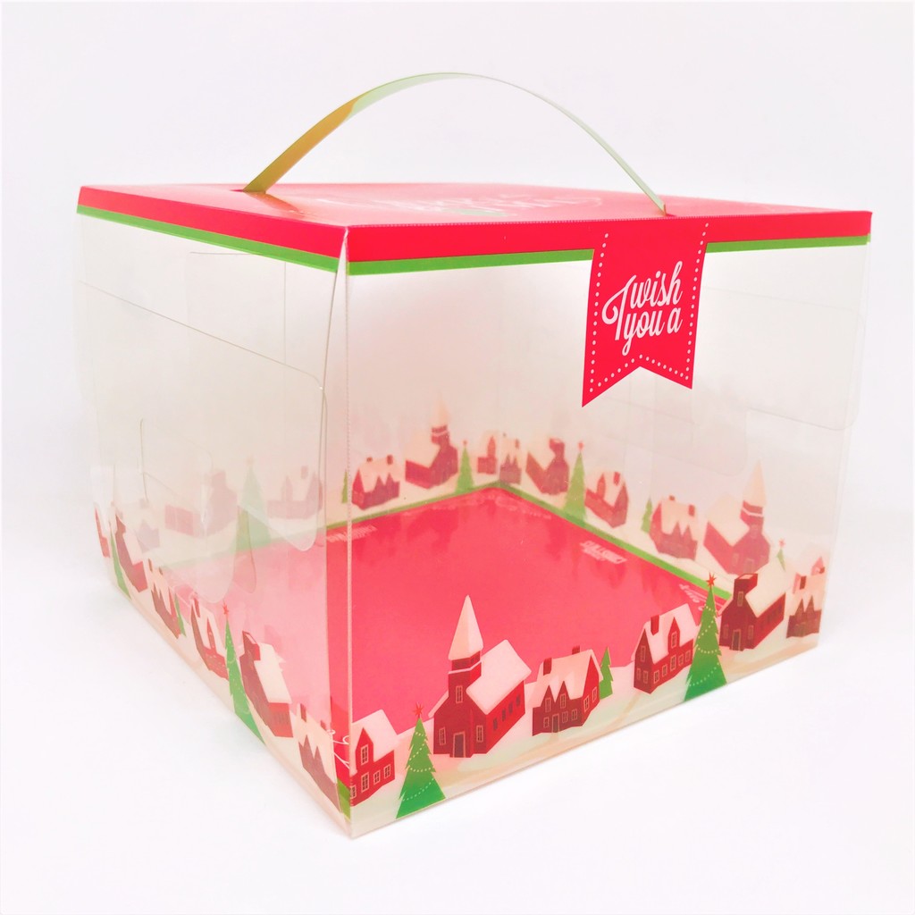 Подарочная коробка с ручкой - Merry Christmas/красный