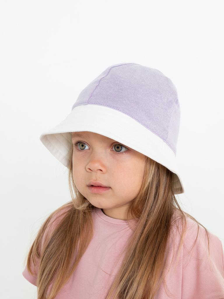 Панамка трикотажная вязаная от "Jumbi" (45-48) - молоко/лаванда