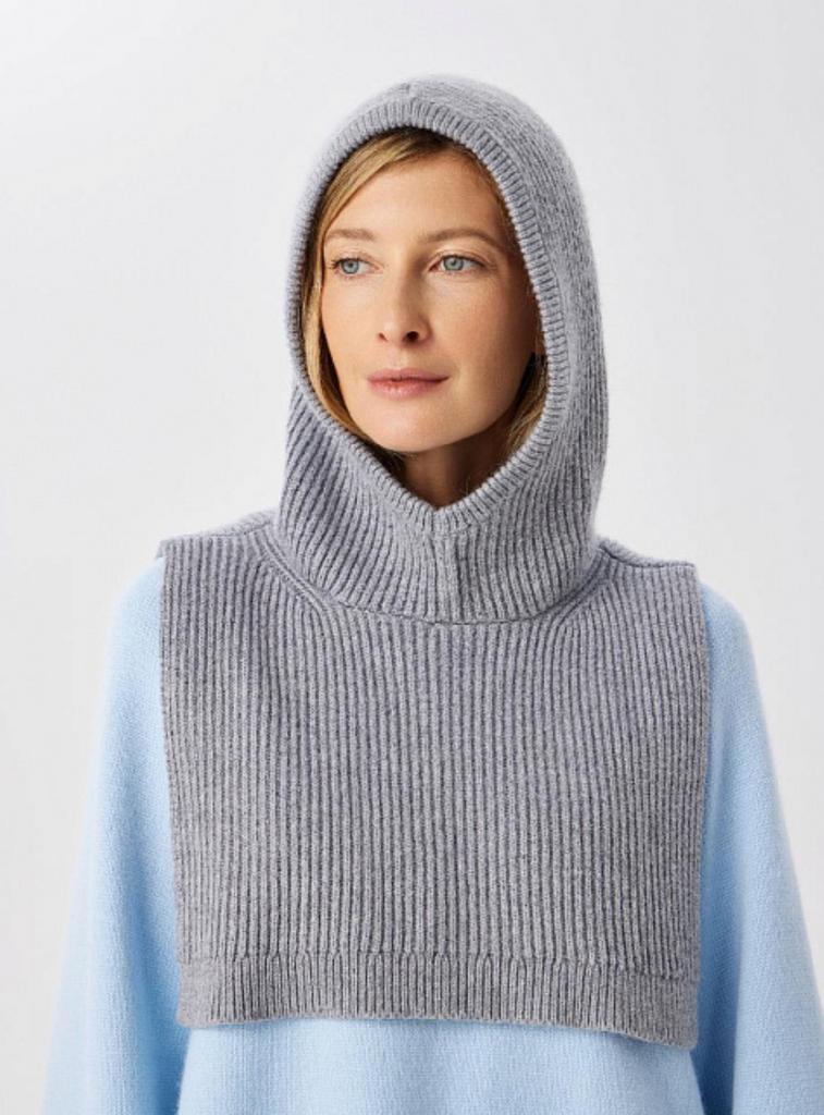 Капюшон с ангорой серый