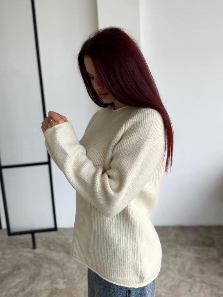 Свитер реглан из мериноса, молочный