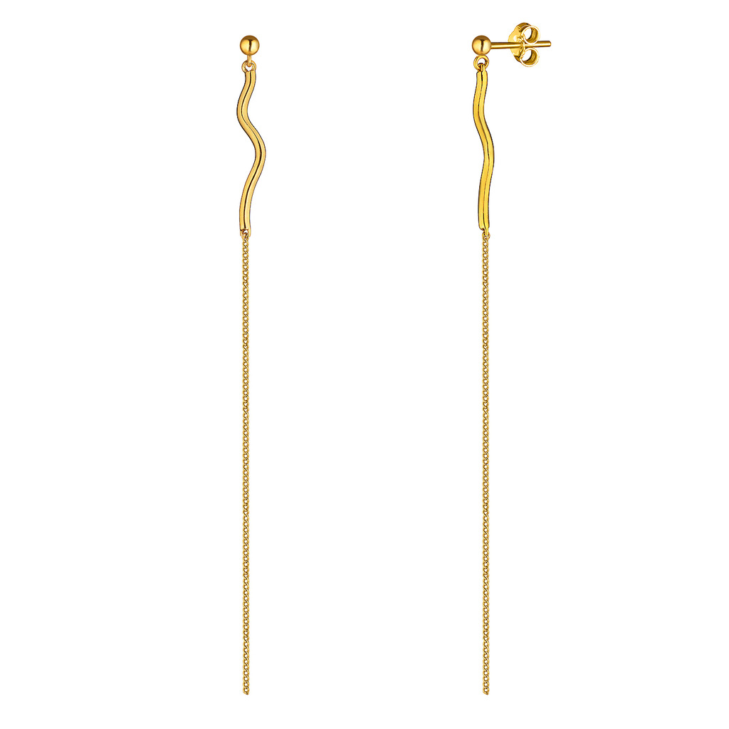 Серьги длинные 'Flow' позолота