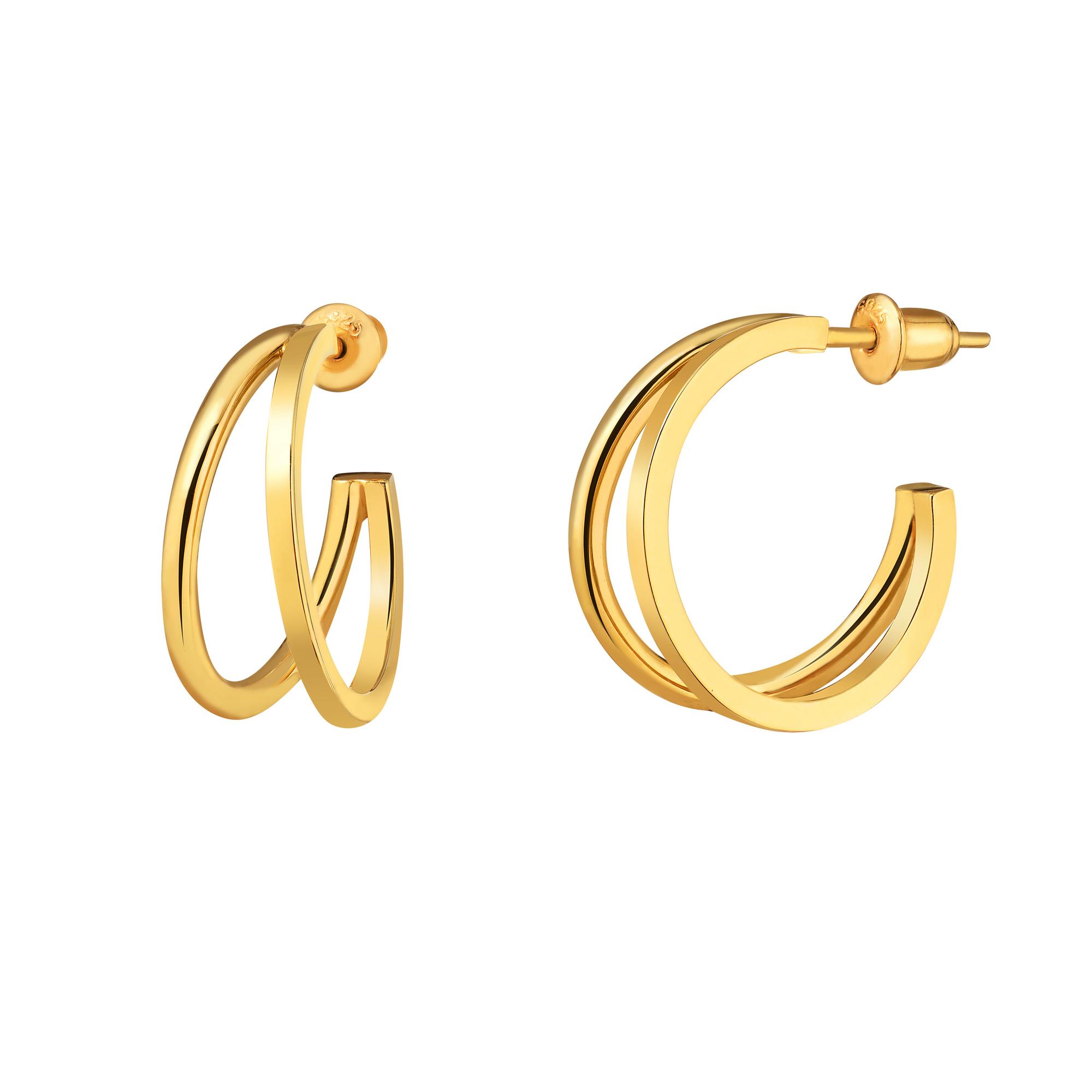 Серьги с двойным сечением 'Karma new age' позолота