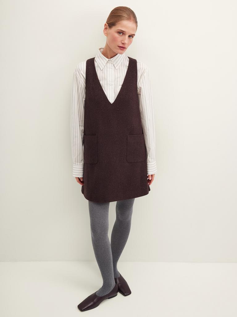 Сарафан из твида коричневого цвета