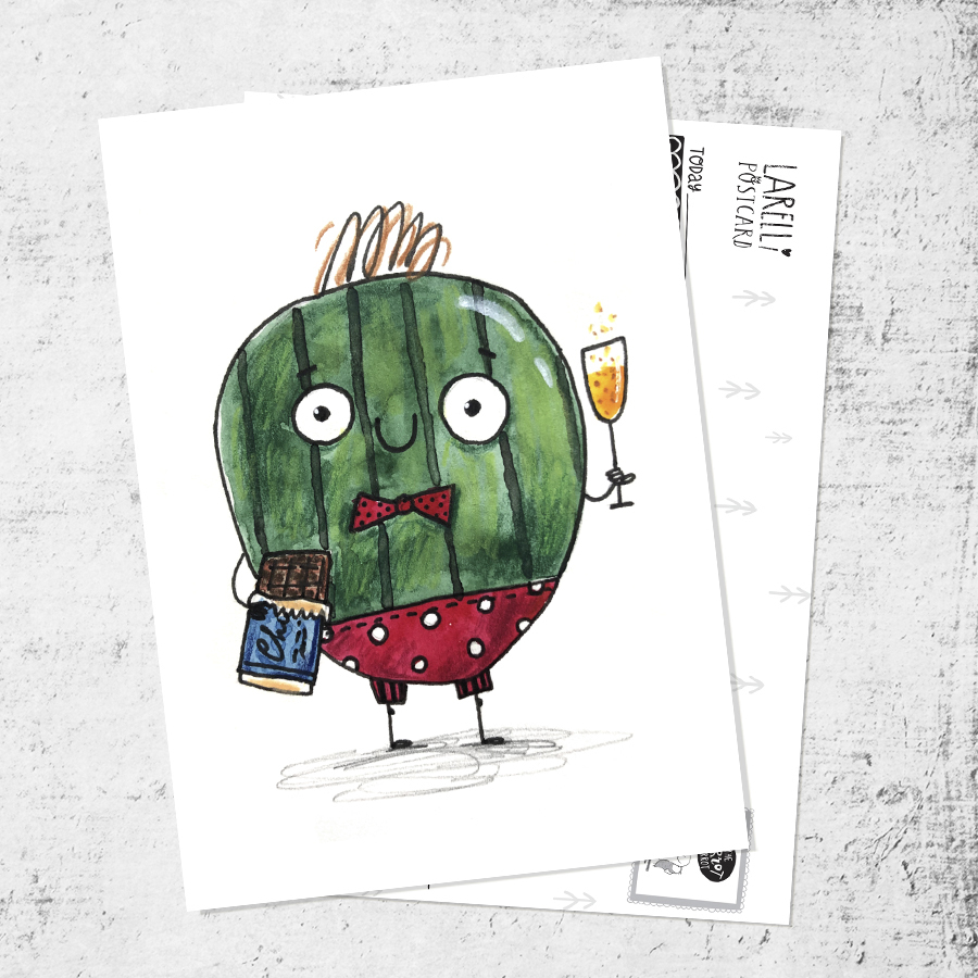 Почтовая открытка «Арбузик празднует»