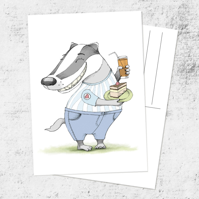 Почтовая открытка «Довольный Барсук»