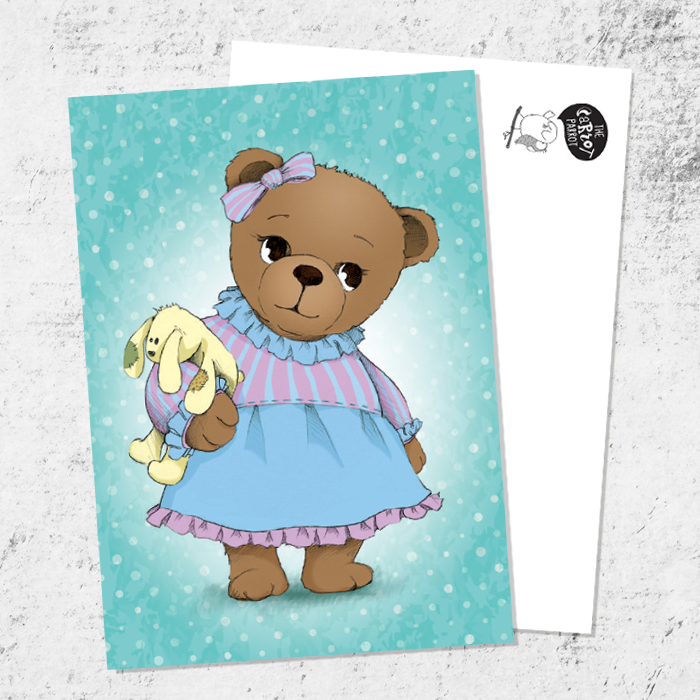 Почтовая открытка «Мишка с зайкой»