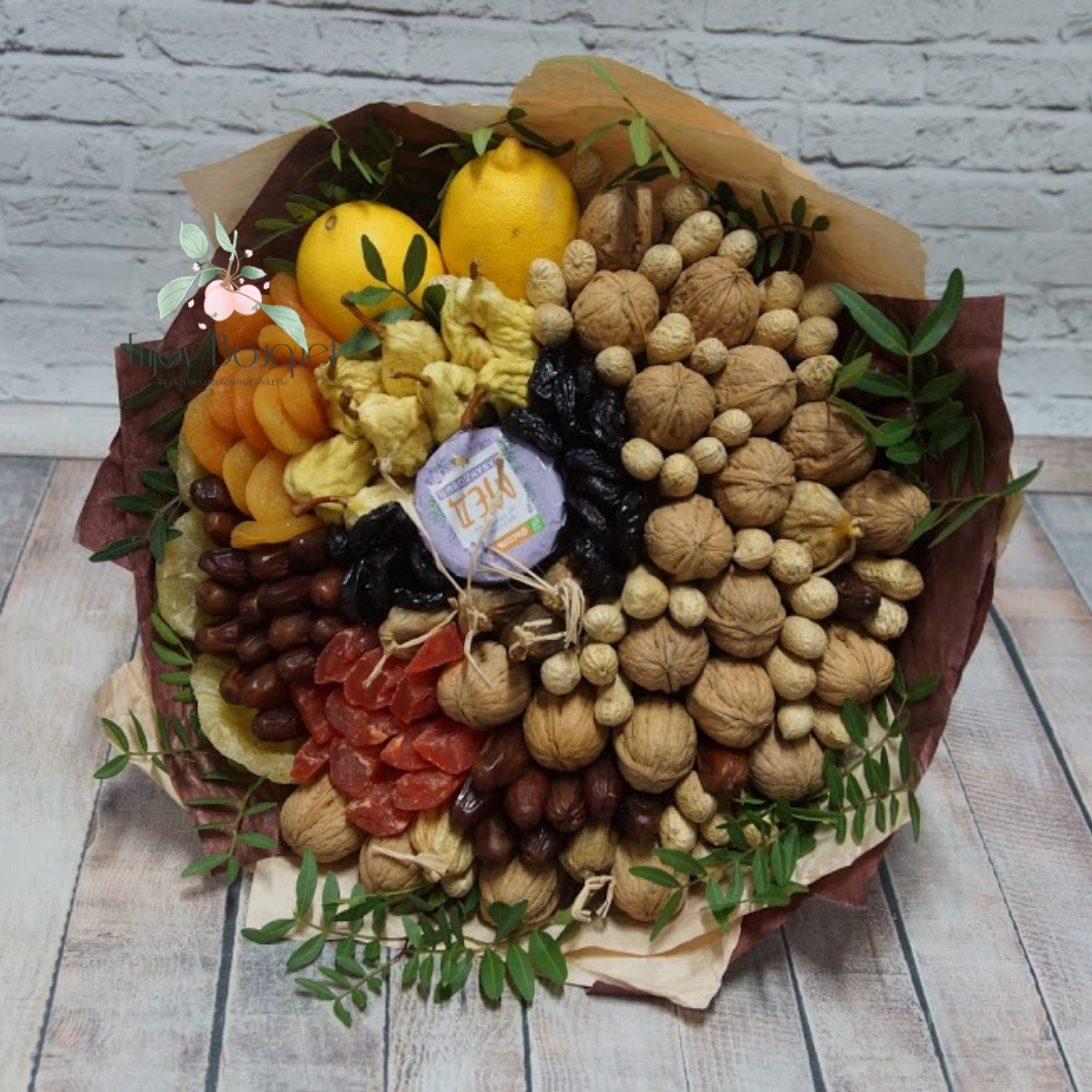 Букет из сухофруктов с вареньем "Долголетие", 35 см