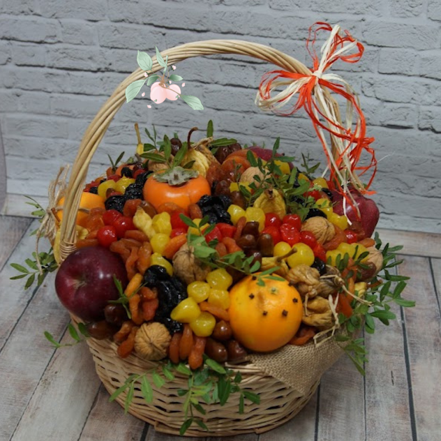 Корзина с фруктами и сухофруктами "Вкусный подарок", 3 кг
