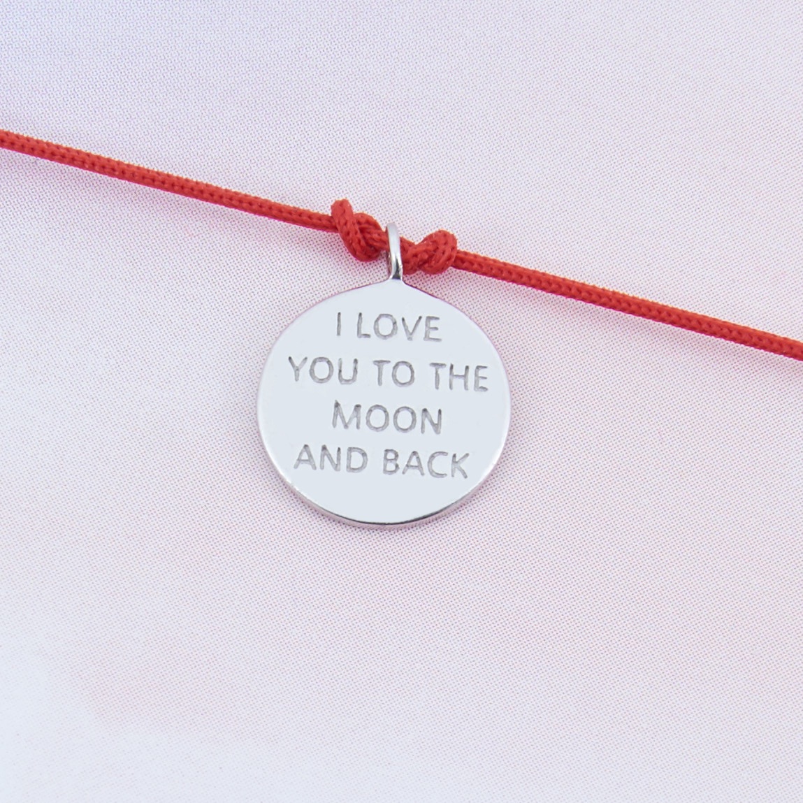 Браслет Медальон на нити "Love you to the moon and back" (Серебро 925°)