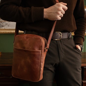 PRINCETON - мужская кожаная сумка планшет цвет Коньяк