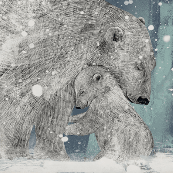 Постер белая медведица с медвежонком подарок маме купить в интернет магазине