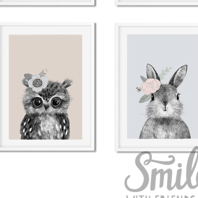 Набор постеров малыши - зверята в мягких пастельных тонах купить в интернет магазине