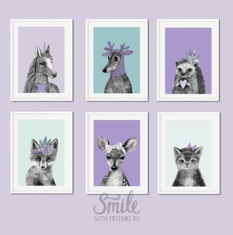 Малыши в сиренево-бирюзовых тонах - набор