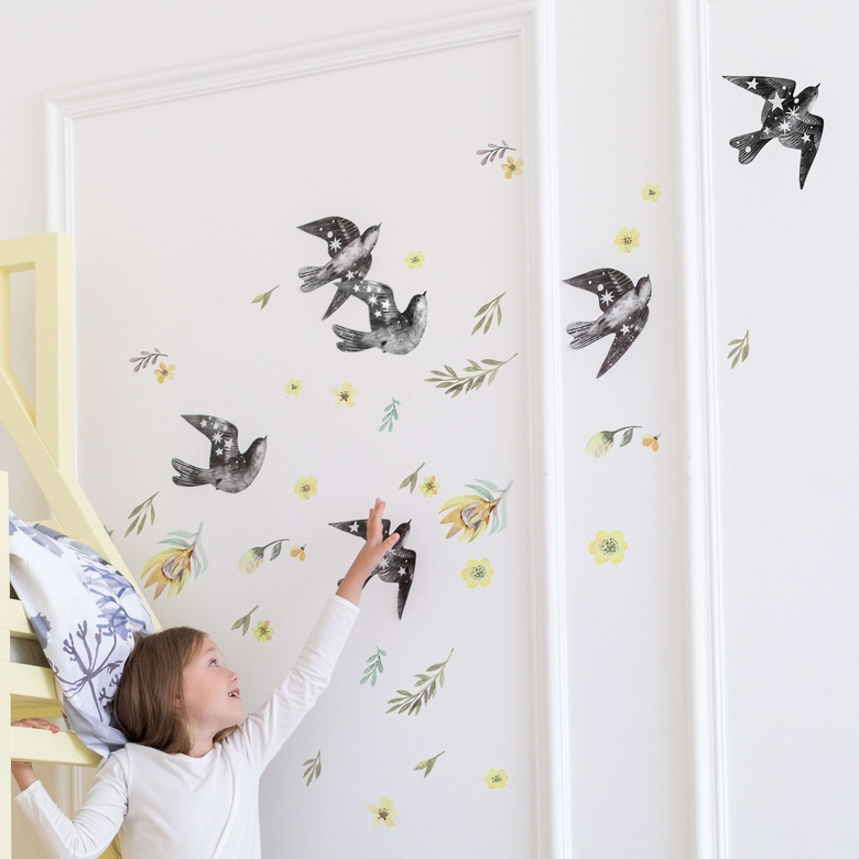 Стикеры для вашего интерьера с весенними птицами и цветами