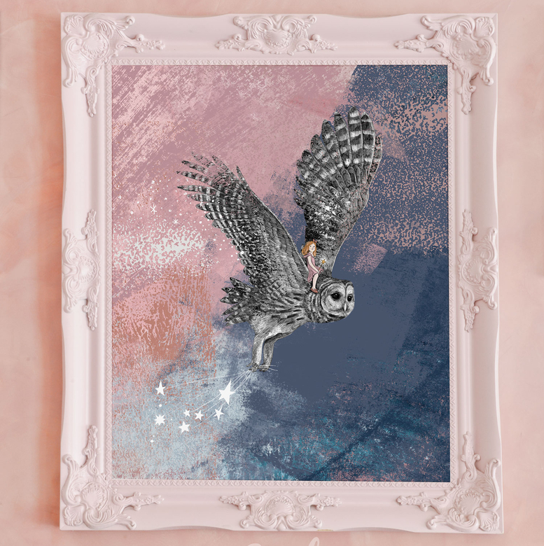 Набор постеров в комнату девочки с совой и луной