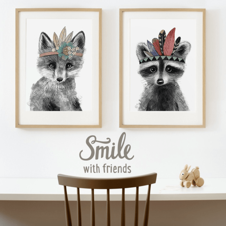 Постер Малыш енотик - индеец купить в интернет магазине