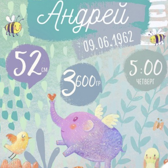 Постер - метрика со слоником купить в интернет магазине